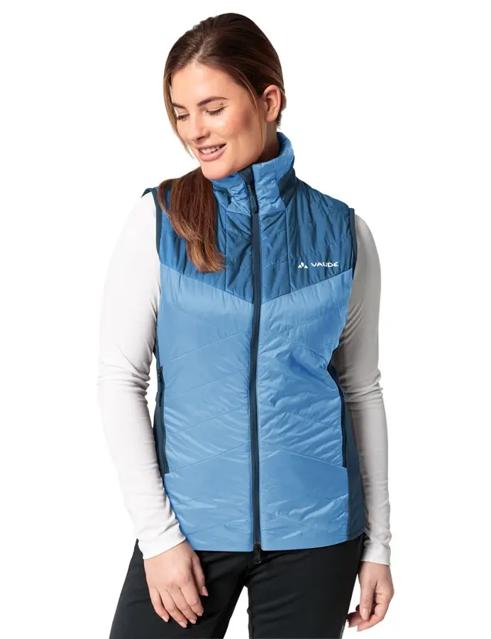 Damen Weste Sesvenna blau Frau mit Winter Weste Damen blau ansicht vorne