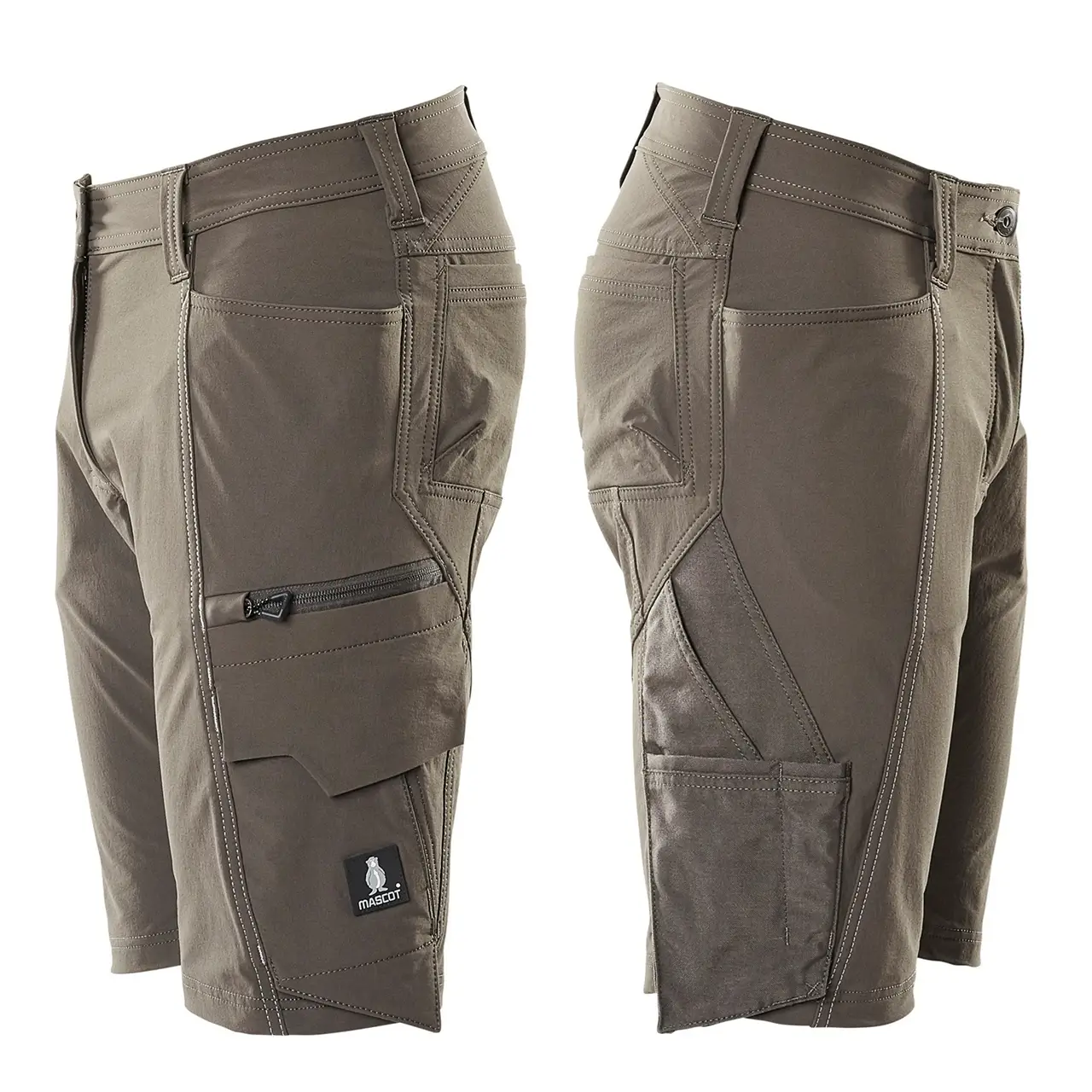 Mascot Damen Shorts Diamond Fit, anthrazitschwarz, Produktlinie Accelerate, seitenansicht. leichtes, atmungsaktiv, Design mit tailliertem Schnitt.