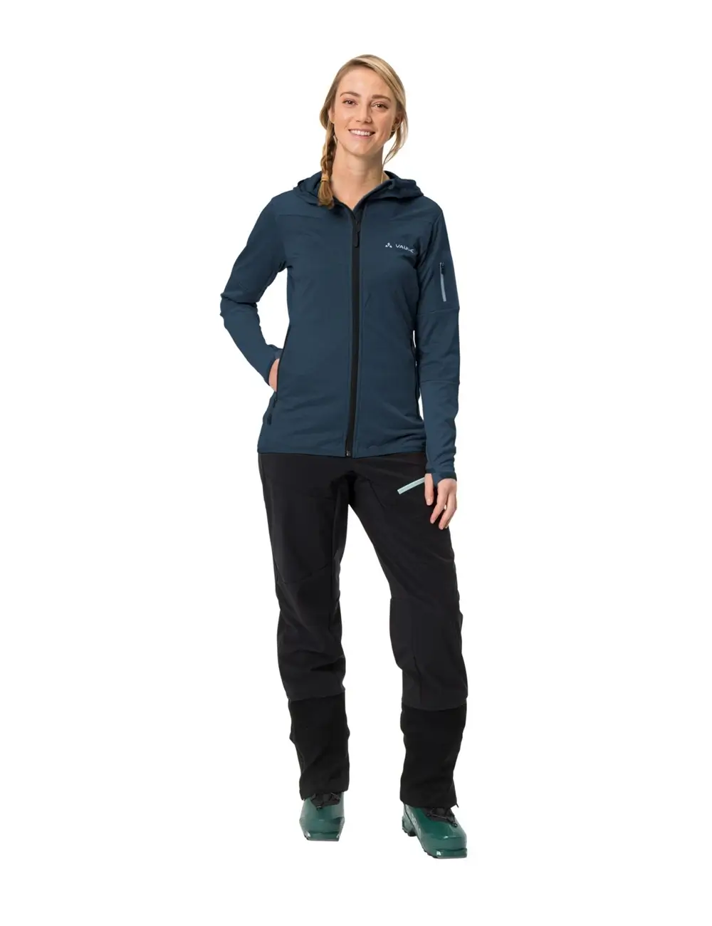 VAUDE Fleecejacke mit Kapuze für Damen dunkelblau ansicht vorne