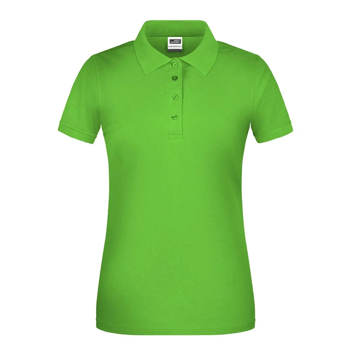 Arbeits Poloshirt Damen,strapazierfähig Daiber JN873,Farbe limettengrün, Vorderansicht hinter weissen Hintergrund
