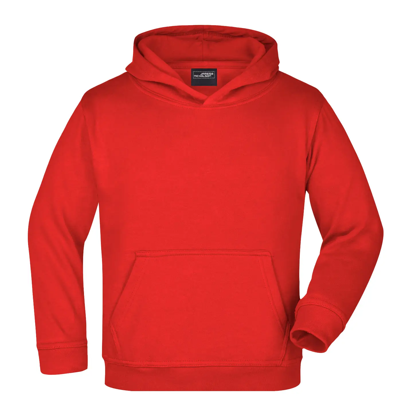 Kinder Kapuzenpullover Vorderansicht – kuscheliger Kapuzensweat, Farbe rot, Für Schule und Freizeit, Daiber jn047k