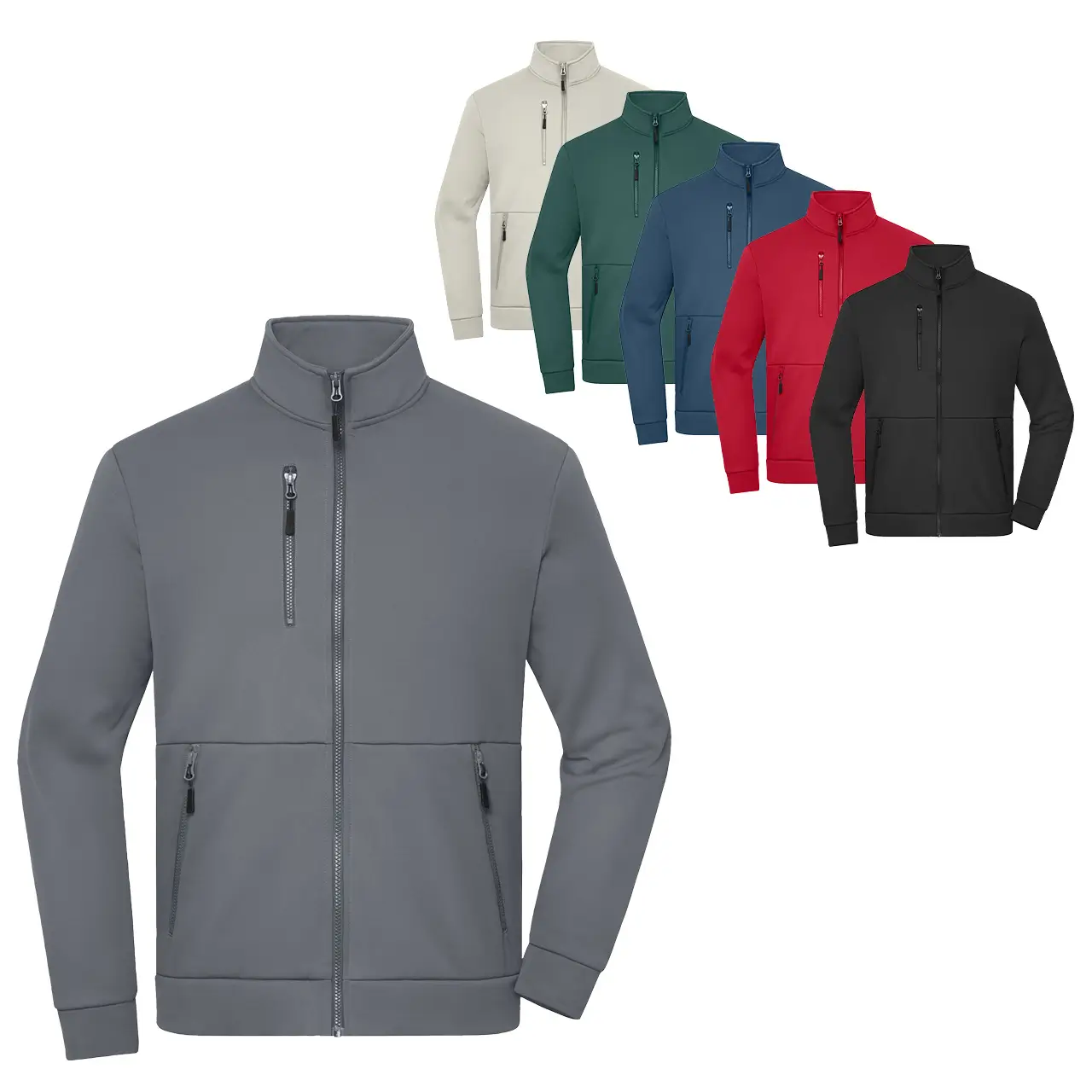 Daiber Workwear Fleecejacke JN1876 in sechs Farbvarianten cement, grün, metal-grau, rot, schwarz und navy