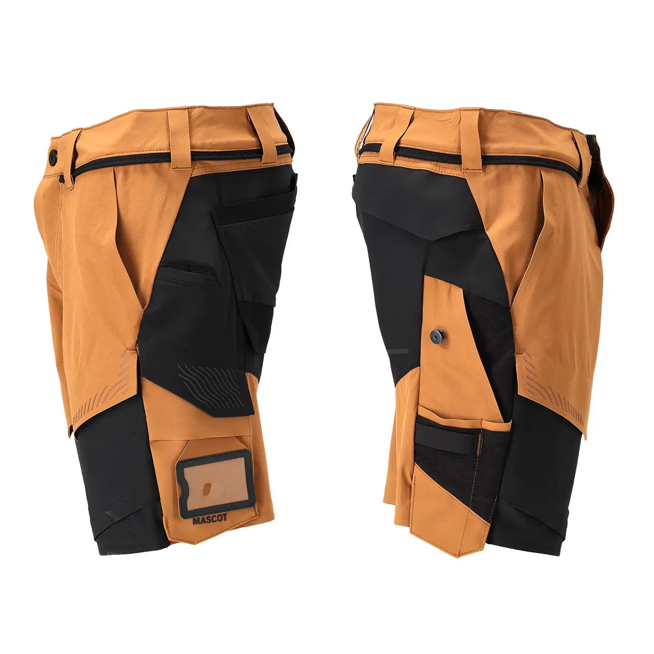 Mascot Handwerker Shorts Customized, Farbe nussbraun-schwarz, Herrenmodel, seitenansicht, Artikelnummer 22149-605-5409