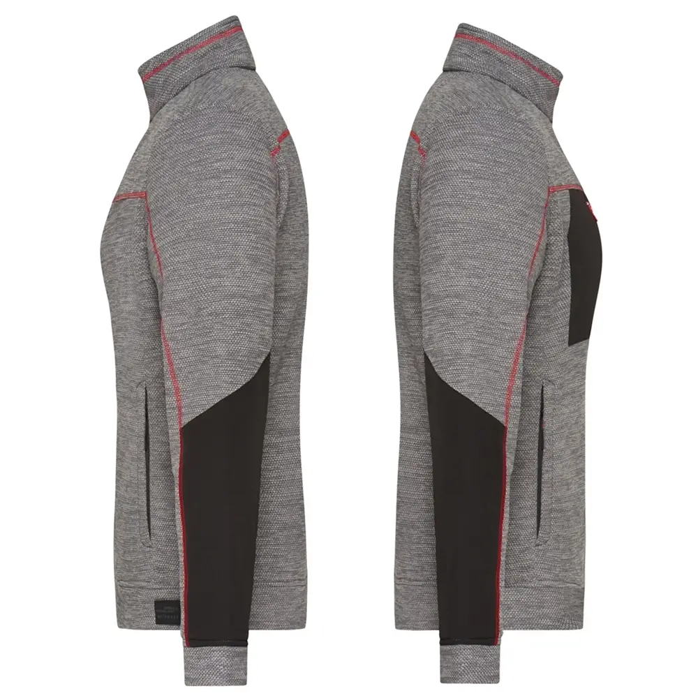 Strickfleece Jacke Damen grau-melange/schwarz-ansicht-seite
