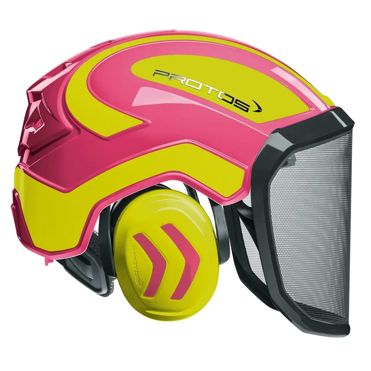 Helm PROTOS Forest Kopfschutz pink-neongelb