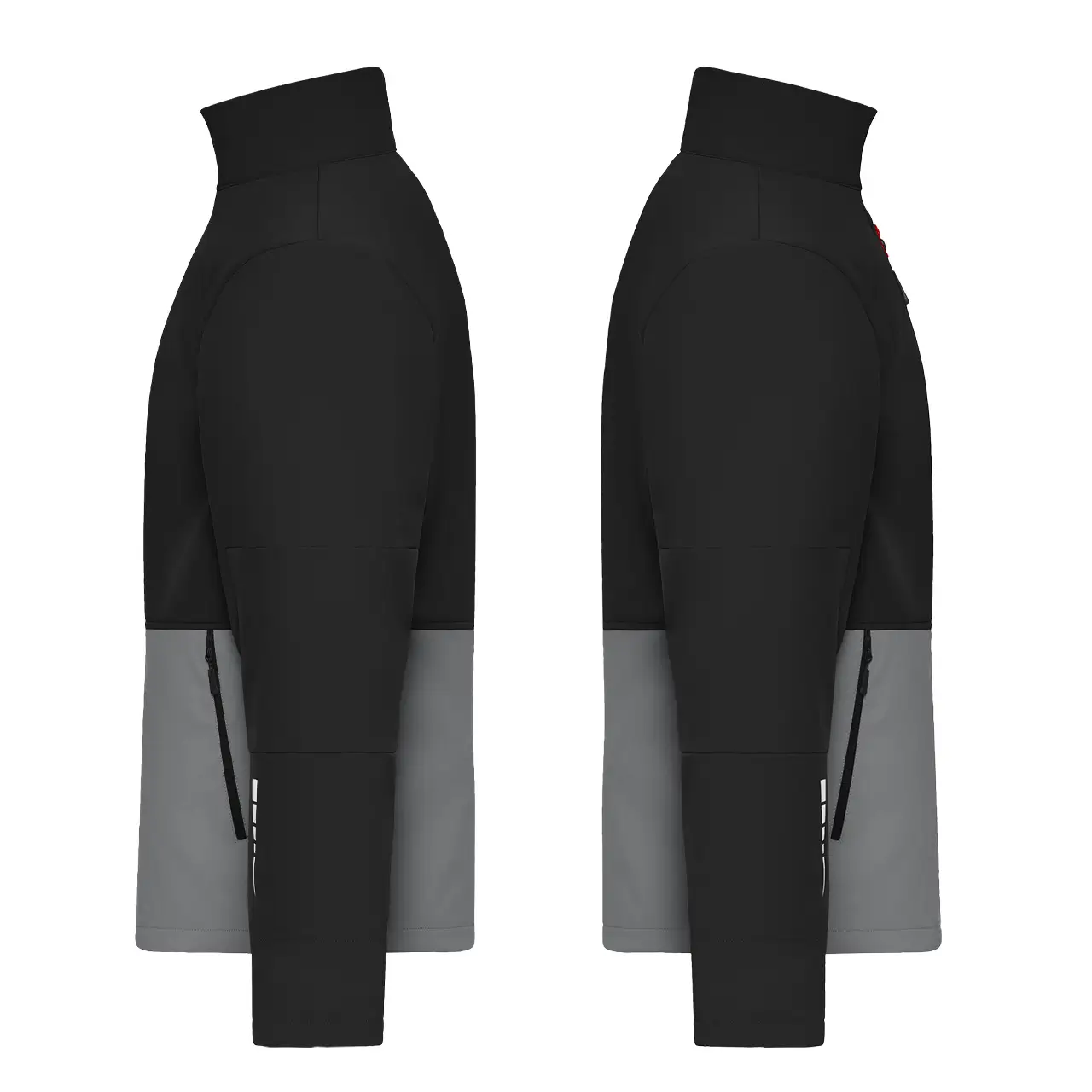 Daiber Softshelljacke JN1886 Unisex black/metal-grey Seitenansicht mit funktionellem Schnitt
