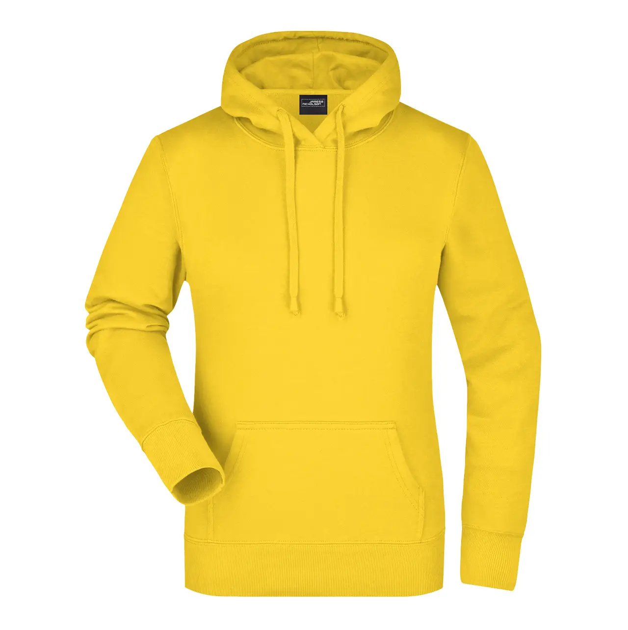 Damen Kapuzensweatshirt Daiber Slim Fit Vorderansicht, Kängurutasche, Kapuze, Farbe gelb