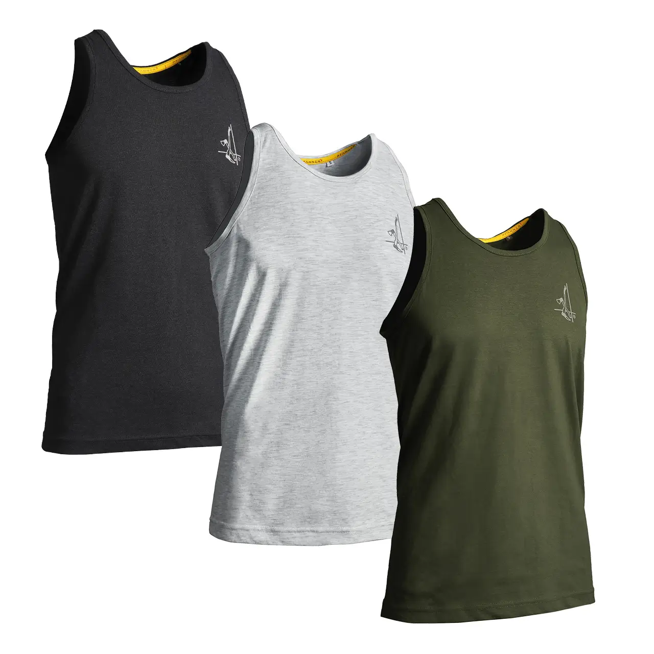 PFANNER Tanktop Shirts in grau schwarz und waldgrün Gesamtansicht Arbeit und Freizeit