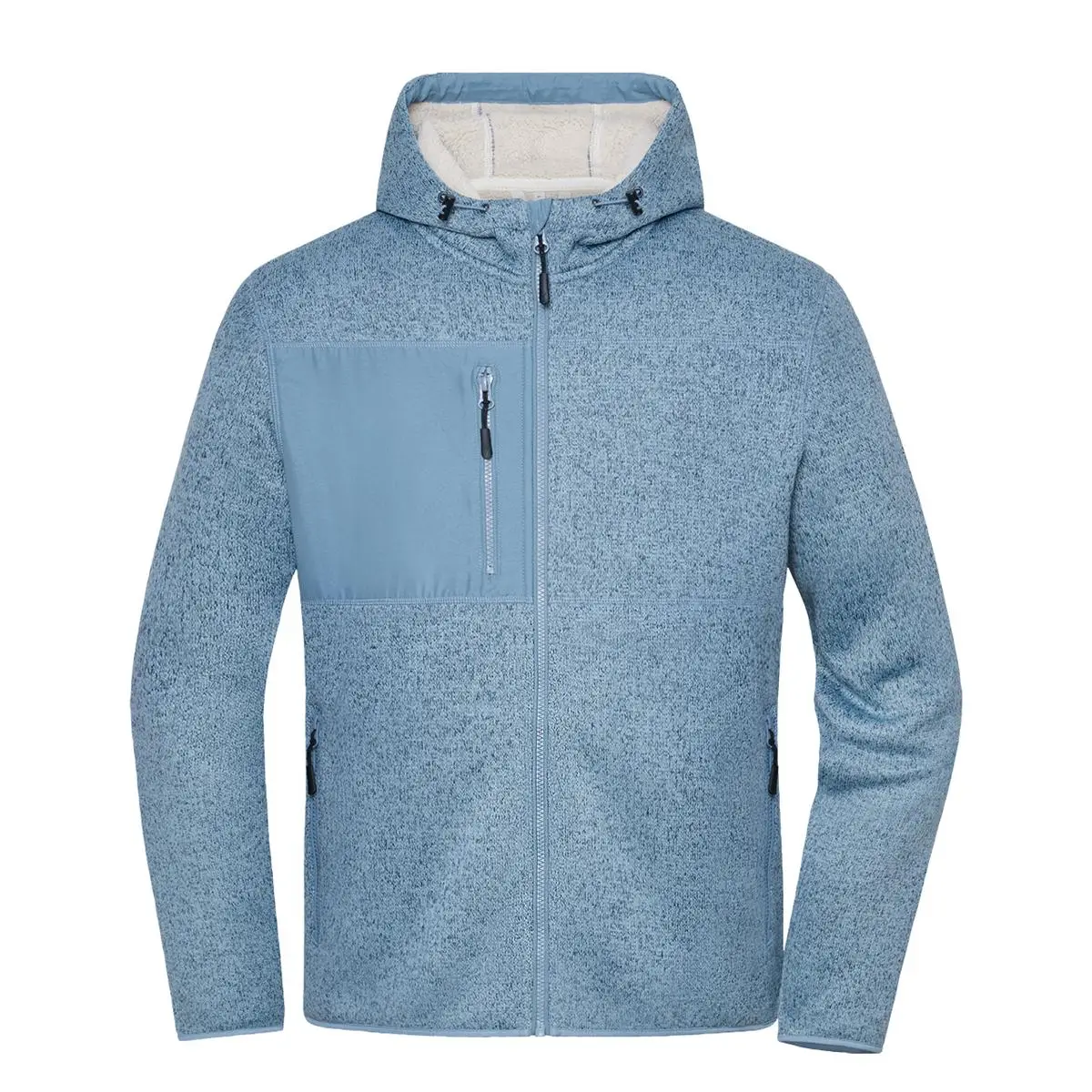 Daiber Workwear Strick-Fleecejacke JN1874 in steel-blue-melange für Damen und Herren Vorderansicht