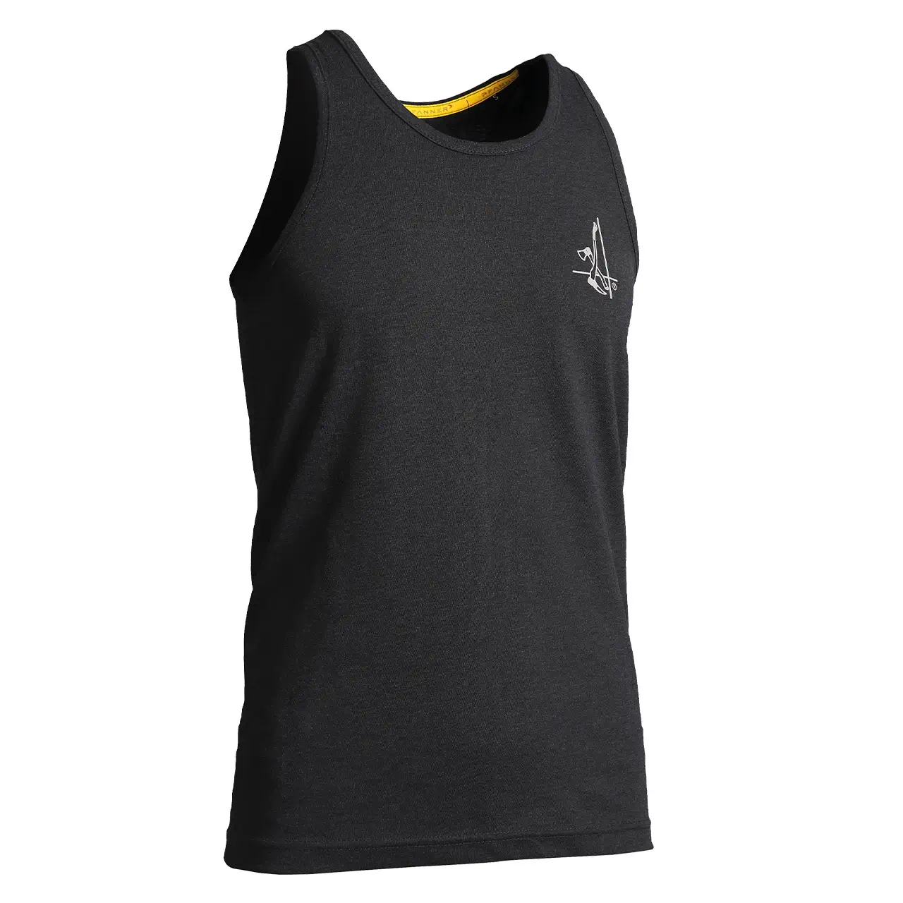 PFANNER Tanktop Frontansicht in schwarz mit Holzer Logo auf Brust