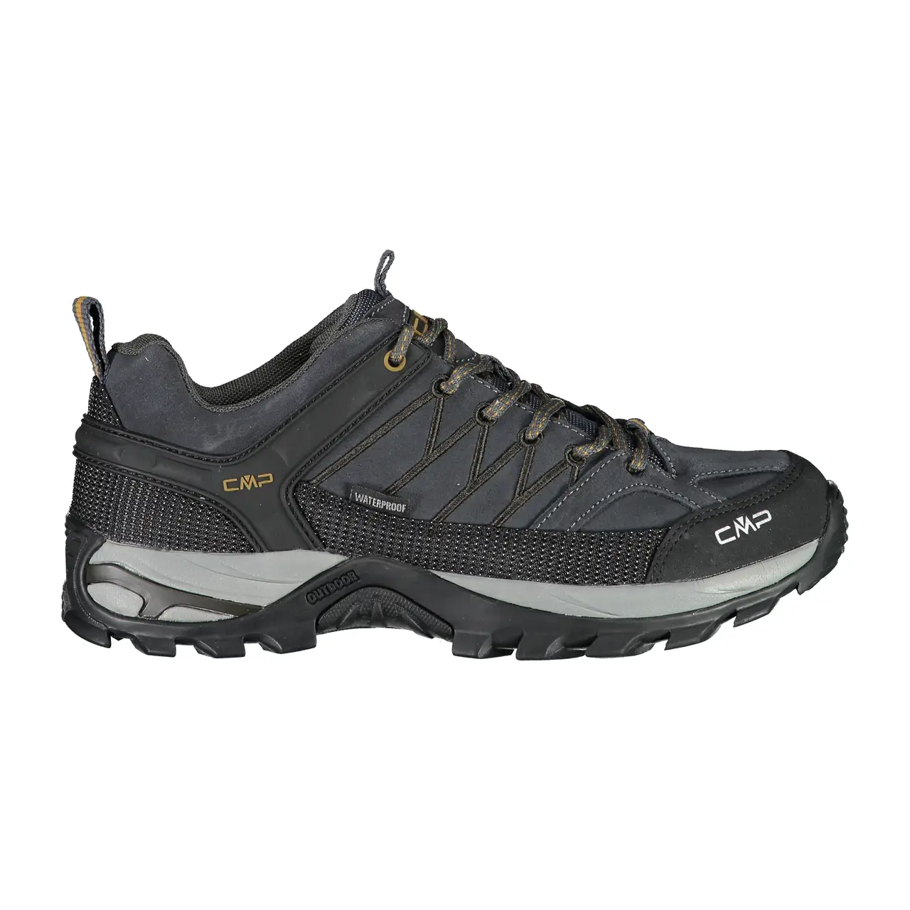 CMP Rigel Trekkingschuh Seitenansicht, Knöchelstütze, Profil-Laufsohle, Veloursleder-Beschichtung, Outdoor-Schuh