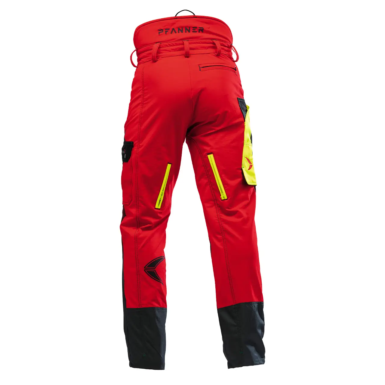 Gladiator® Keprotec Schnittschutzhose Rückansicht – Forsthose mit erhöhtem Rückenteil, Belüftungsschlitzen und funktioneller Taschenausstattung.