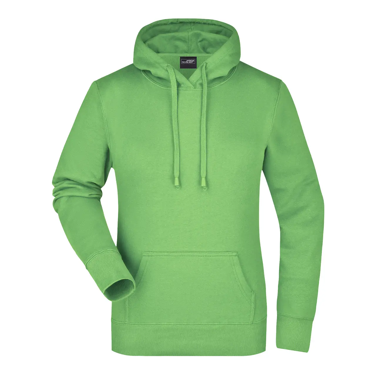 Damen Kapuzensweatshirt Daiber Slim Fit Vorderansicht, Kängurutasche, Kapuze, Farbe limegrün