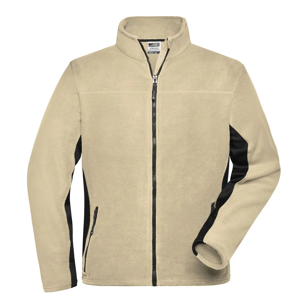 Frontansicht der Arbeits-Fleecejacke Daiber JN842 für Herren in der Farbe stone-black, mit stehkragen, bequem, Anti-Pilling Microfleece