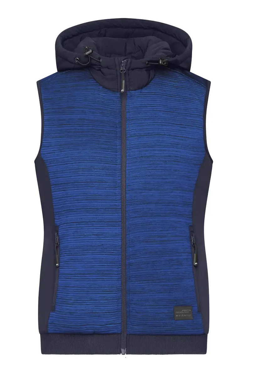 Fleeceweste mit Kapuze für Damen royalblau-navy ansicht vorne