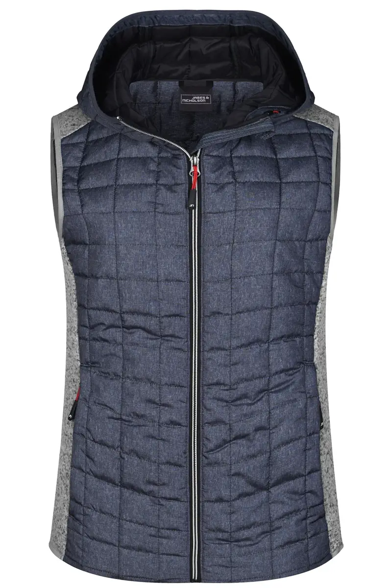 Damen Weste mit fester Kapuze grau-melange JN767