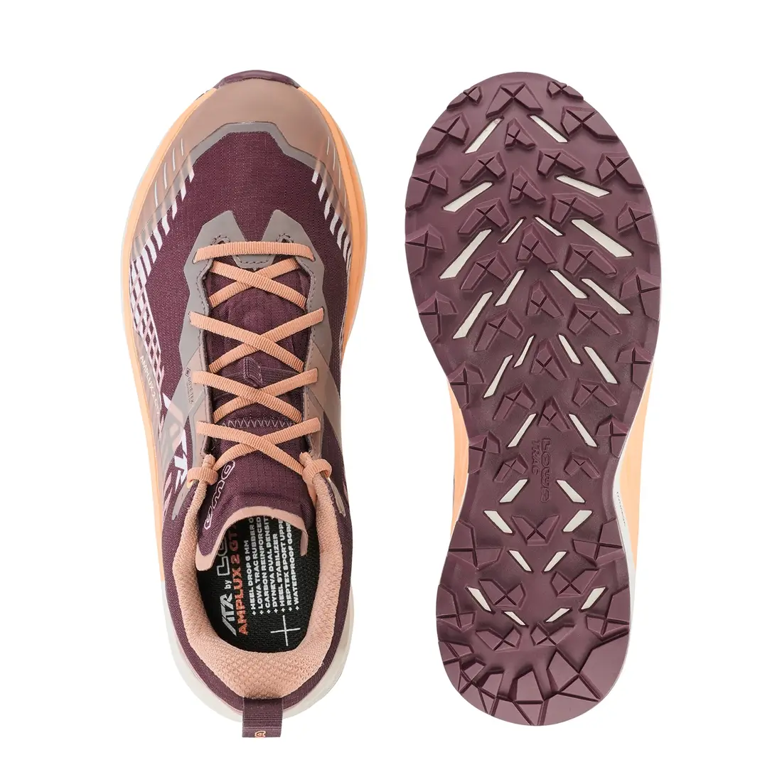 Damen Trailrunning Schuh in bordeauxrot draufansicht oben Lowa Amplux2 GTX 321685