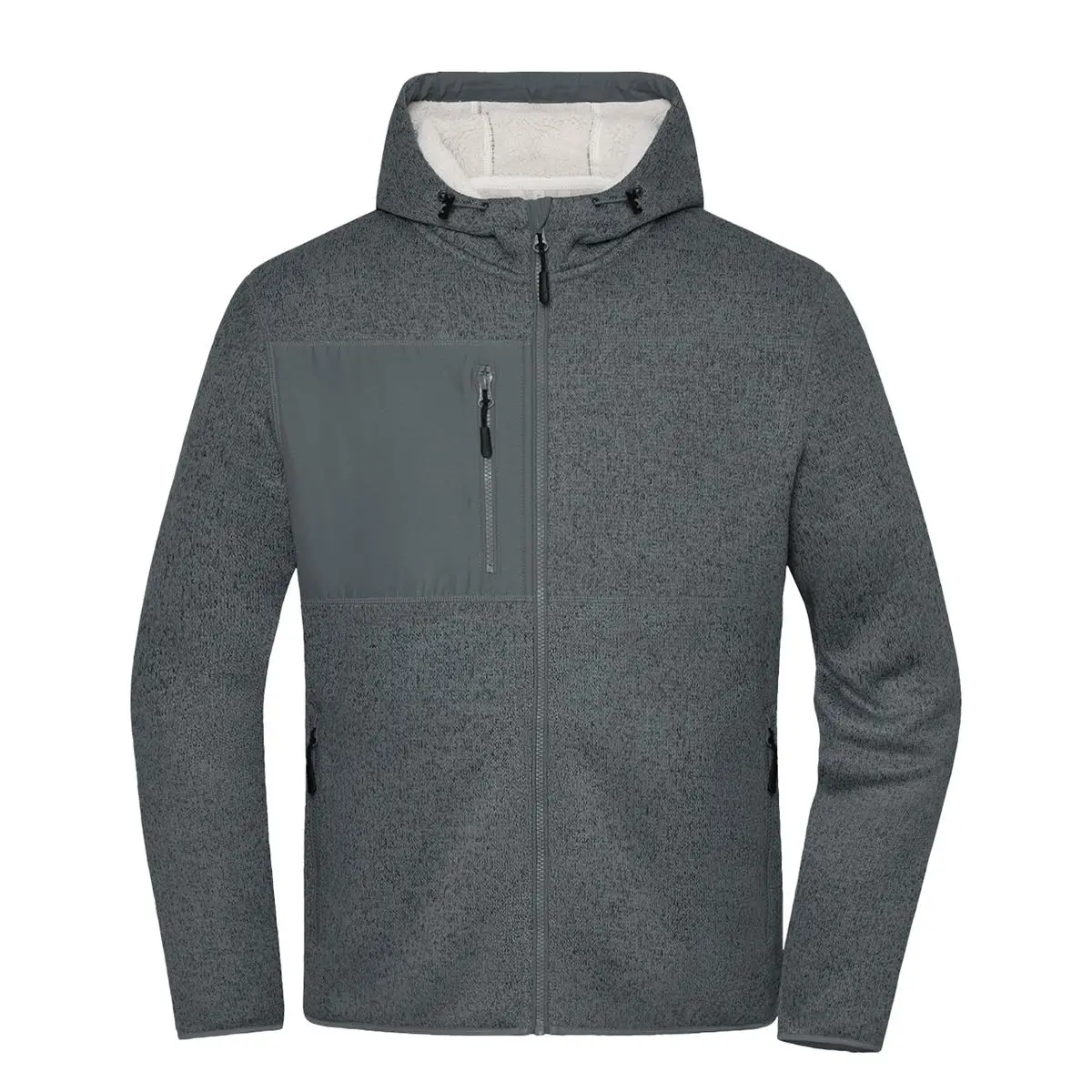 Daiber Workwear Strick-Fleecejacke JN1874 in metal-grey-melange für Damen und Herren Vorderansicht
