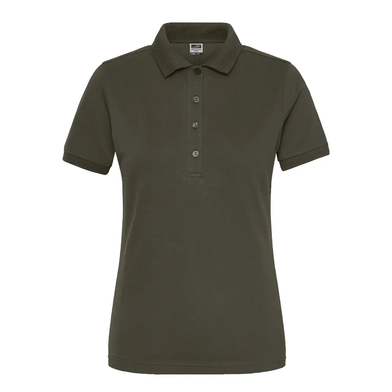 Damen Workwear Poloshirt Daiber JN1805 olive, Vorderansicht, kurzarm, tailliert, Bio-Baumwolle