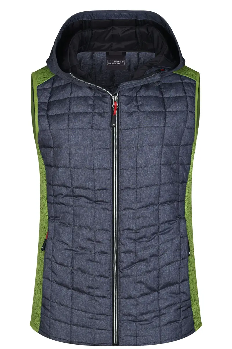 Damen Weste mit fester Kapuze kiwi-melange JN767