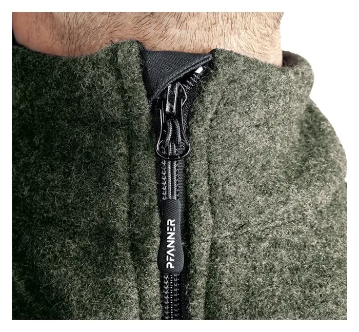Pfanner Wooltec Janker grün Zipper Garage