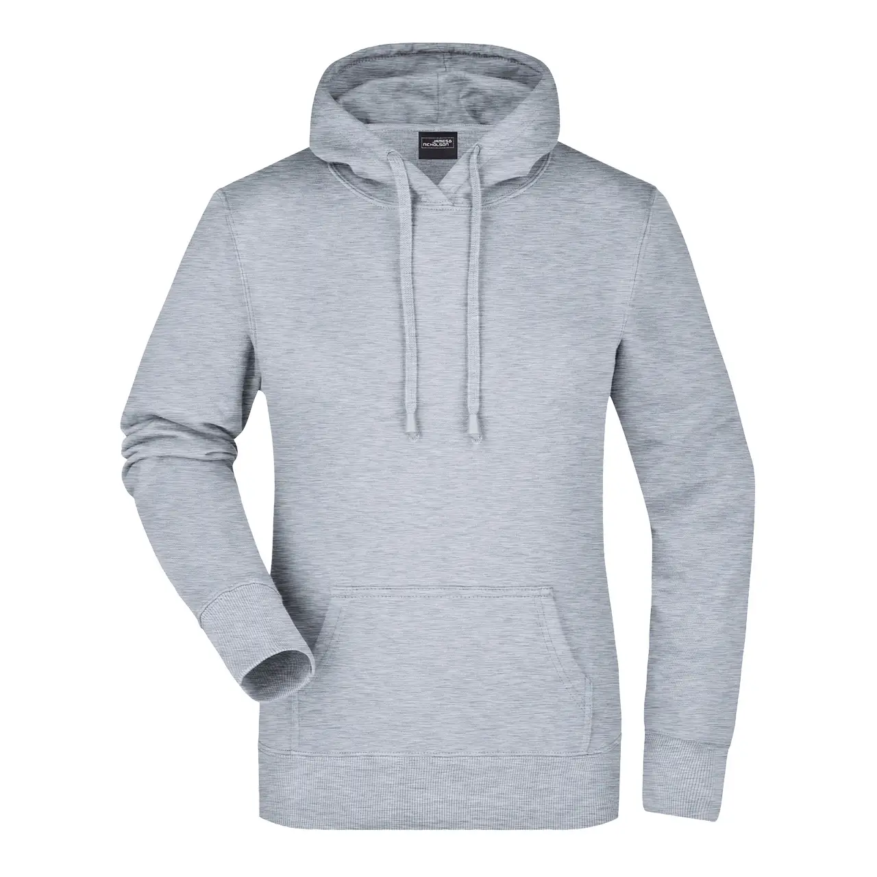Damen Kapuzensweatshirt Daiber Slim Fit Vorderansicht, Kängurutasche, Kapuze, Farbe hellgrau