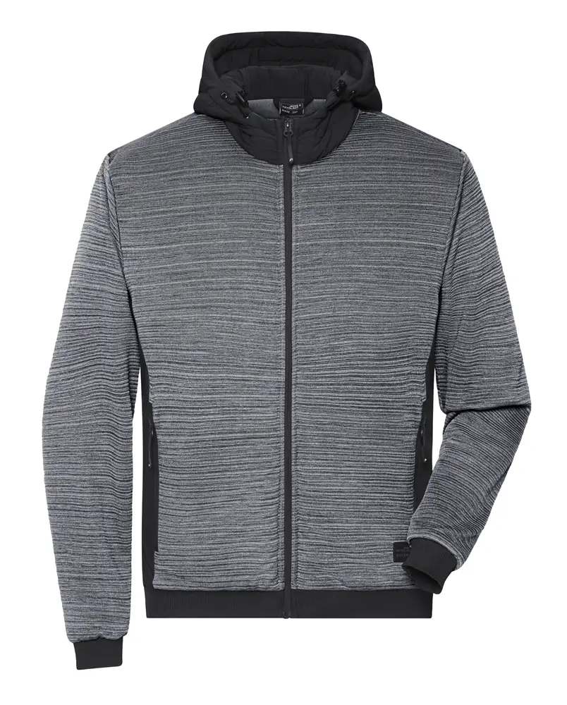 Kapuzen Fleecejacke Herren carbon melange-schwarz ansicht vorne