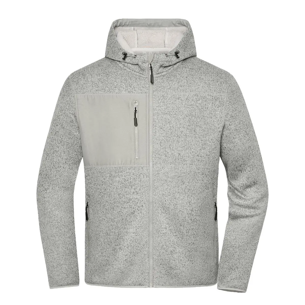Daiber Workwear Strick-Fleecejacke JN1874 in cement-melange für Damen und Herren Vorderansicht