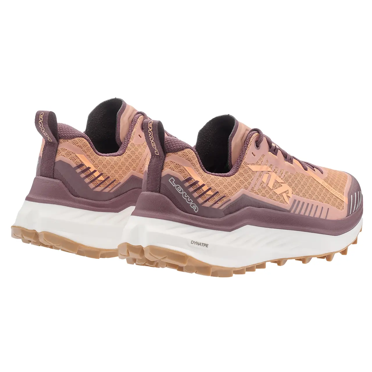 Damen Trailrunning-Schuh, Lowa skyterra Ws bordeaux-ton, ansicht Rückseite leicht seitlich gedreht, hervorragende Rebound-Eigenschaften.