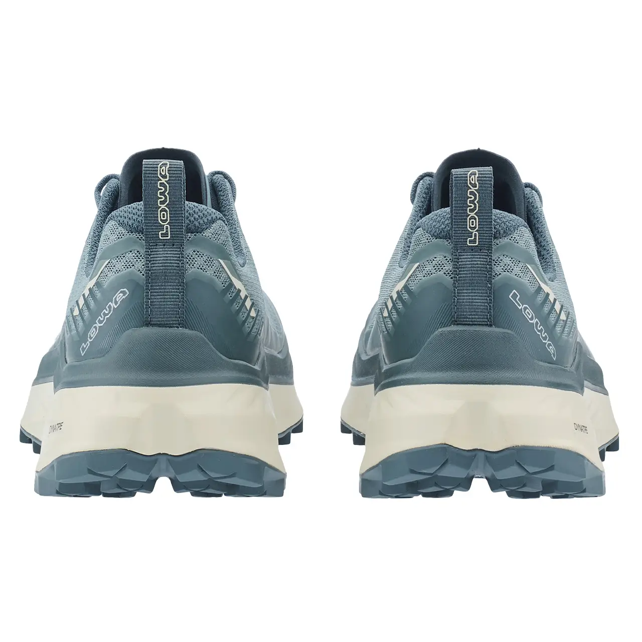 Damen Trailrunningschuhe, Lowa Skyterra Ws rauchblau-blau, ansicht rückseite, mit Vibram-Sohle mit 4,5 mm Stollentiefe für bessere Traktion und Kontrolle