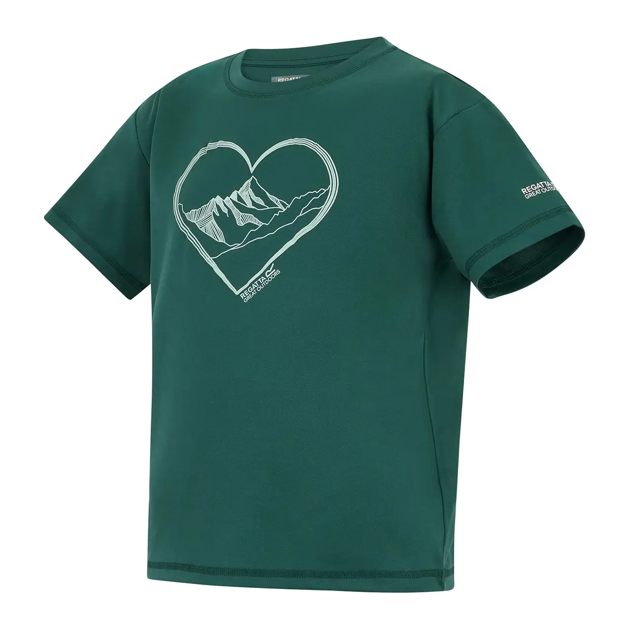 Mädchen T-Shirt, Model Aria , Farbe dunkelgrün seitliche Ansicht, bequem und atmungsaktiv, Outdoor-tauglich