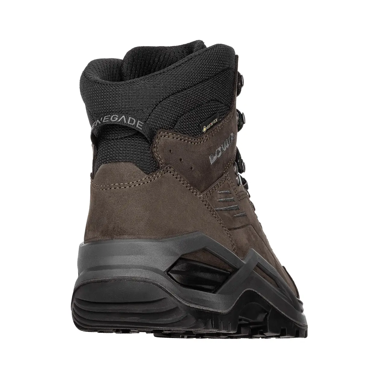 LOWA Renegade EVO GTX MID dunkelbraunschwarz Herren Wanderschuhe Rückansicht seitlich