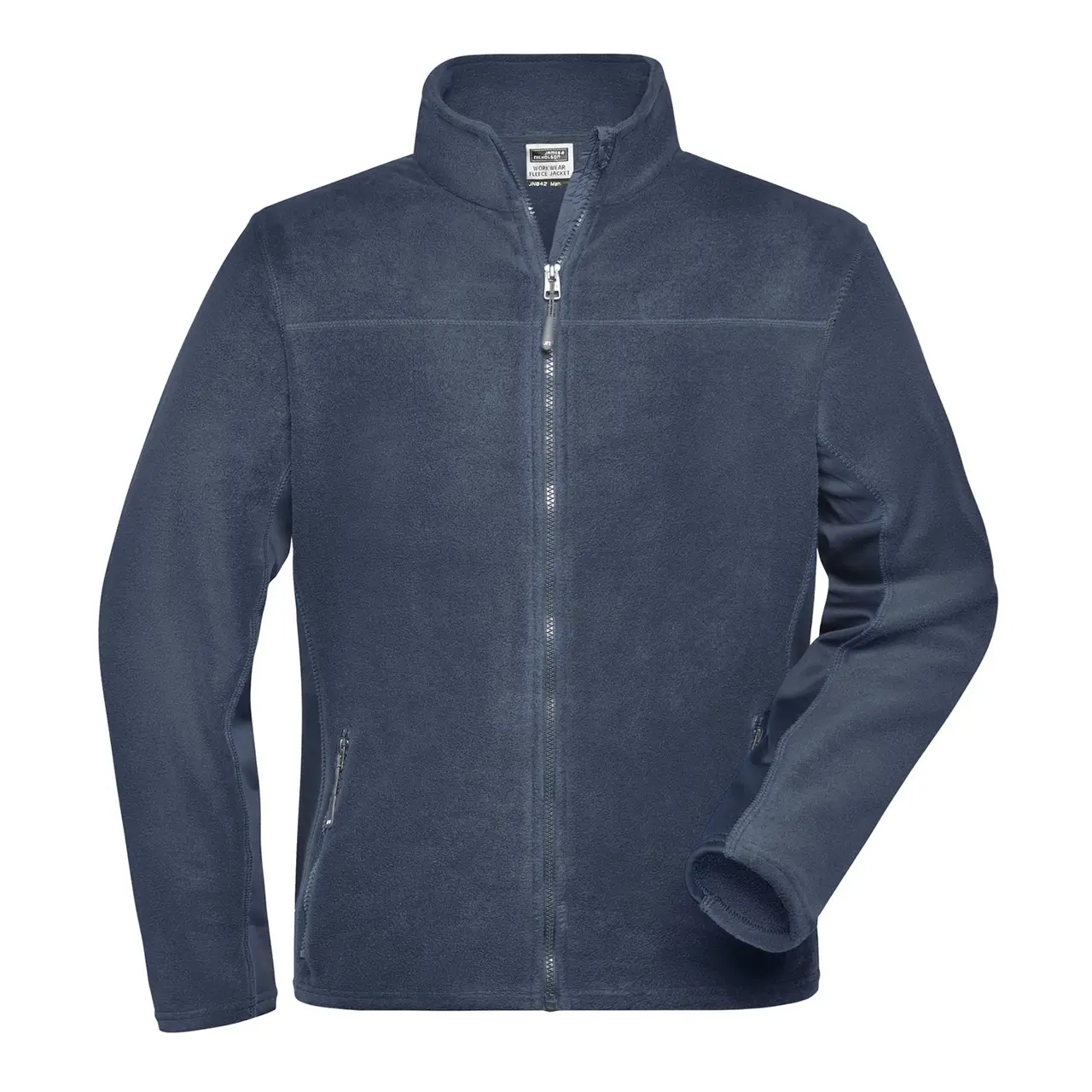 Frontansicht der Arbeits-Fleecejacke Daiber JN842 für Herren in der Farbe navy, mit stehkragen, bequem, Anti-Pilling Microfleece