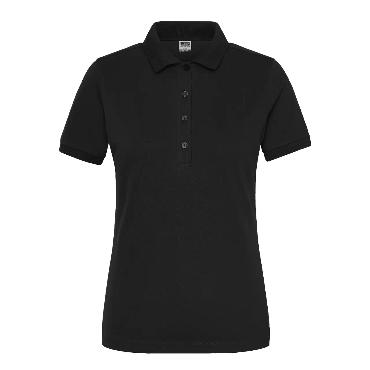 Damen Workwear Poloshirt Daiber JN1805 schwarz, Vorderansicht, kurzarm, tailliert, Bio-Baumwolle