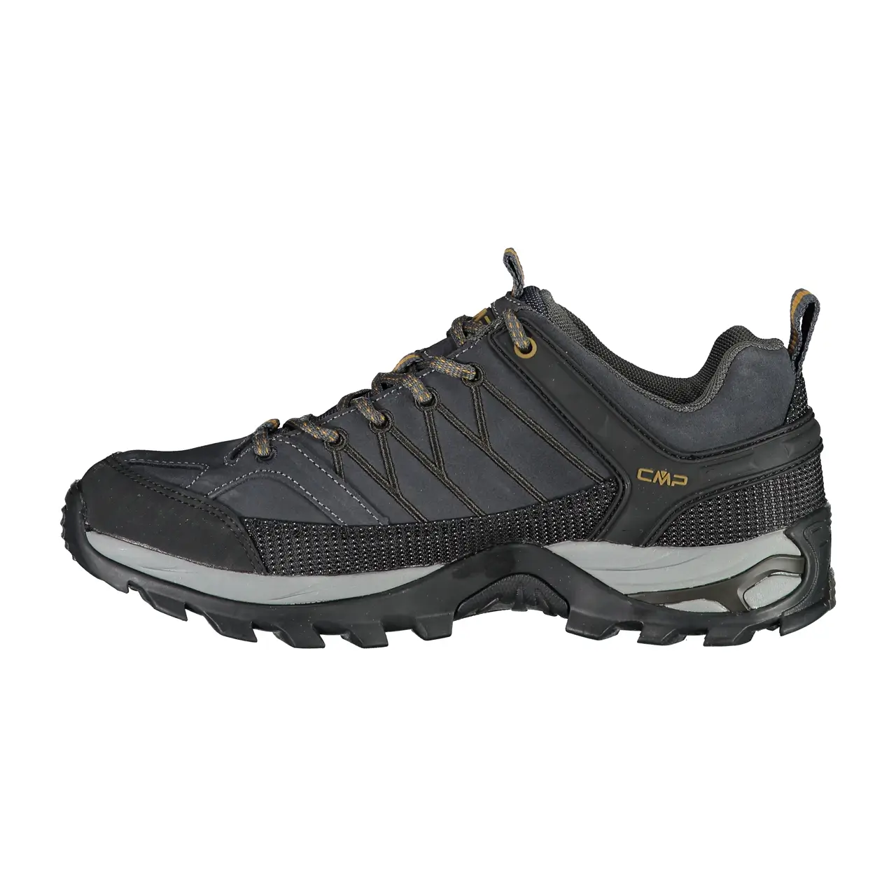 CMP Rigel Trekkingschuh Seitenansicht, Knöchelstütze, Profil-Laufsohle, Veloursleder-Beschichtung, Outdoor-Schuh