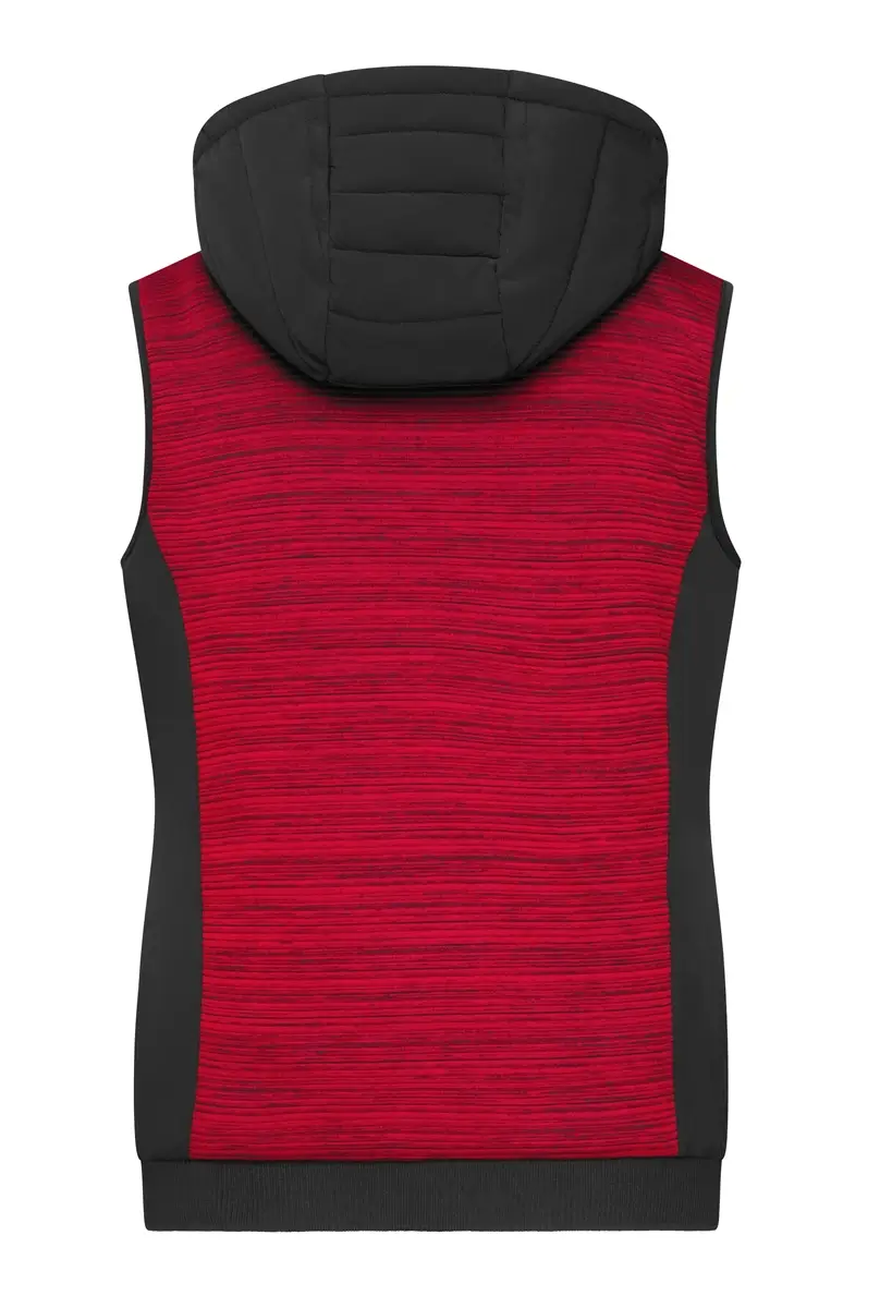 Fleeceweste mit Kapuze für Damen rot-schwarz ansicht hinten