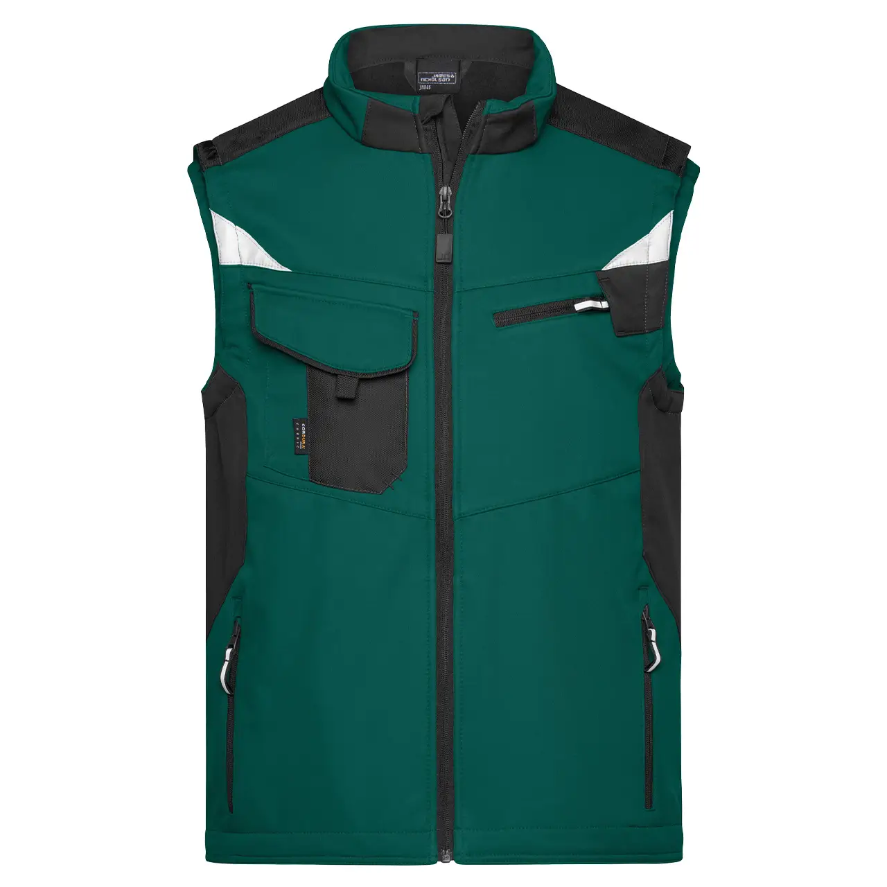 Daiber Arbeitsweste mit Cordura Verstärkung, Unisex für Damen und Herren, JN845 dunkelgrün-schwarz, Fronansicht