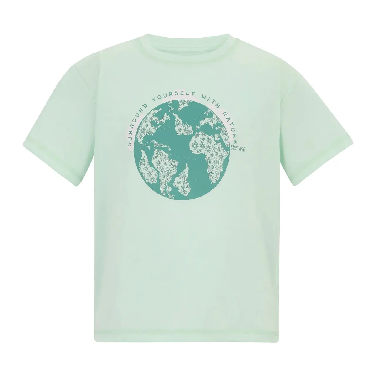 Mädchen T-Shirt Regatta Modell Aria oceanblau Vorderansicht, schnell trocknend, Grafikdruck