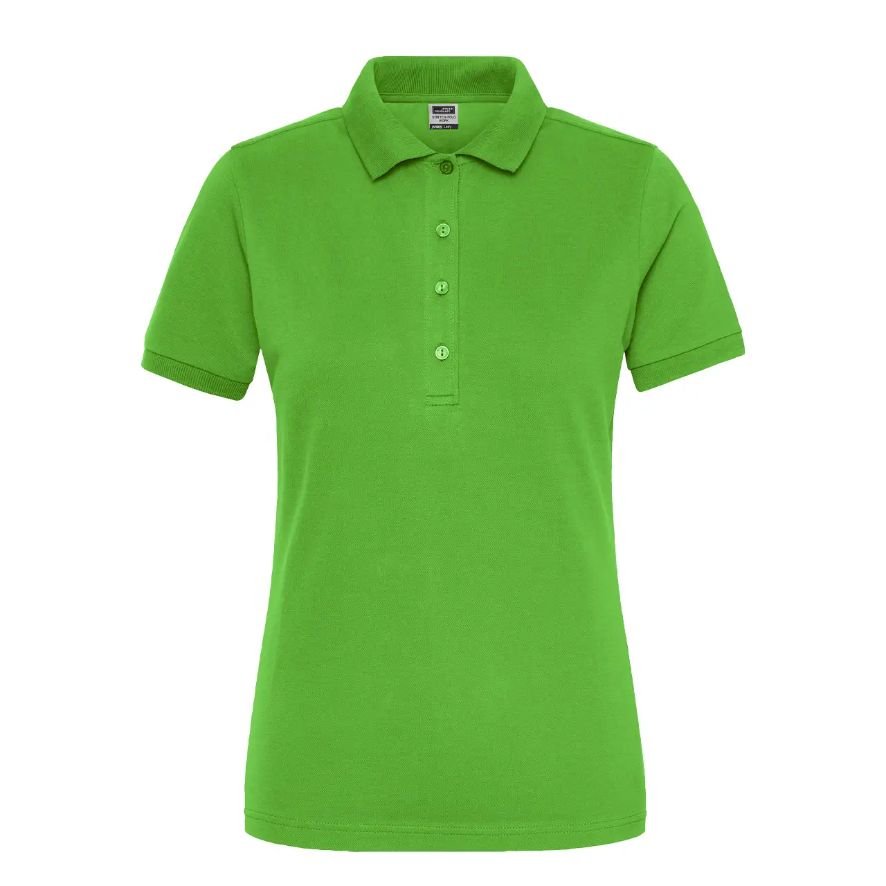 Damen Workwear Poloshirt Daiber JN1805 limettengrün, Vorderansicht, kurzarm, tailliert, Bio-Baumwolle