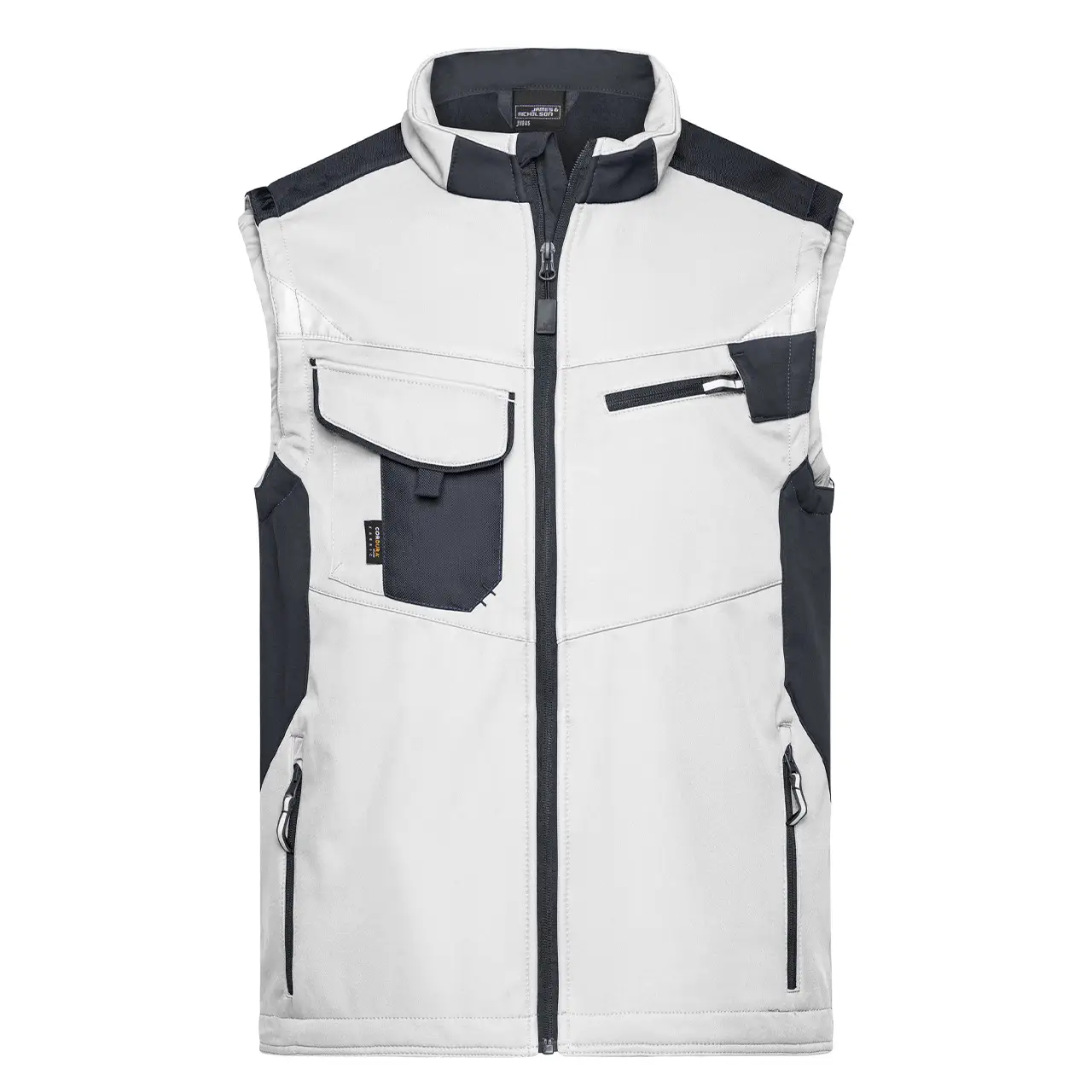 Daiber Arbeitsweste mit Cordura Verstärkung, Unisex für Damen und Herren, JN845 weiß-carbon, Fronansicht
