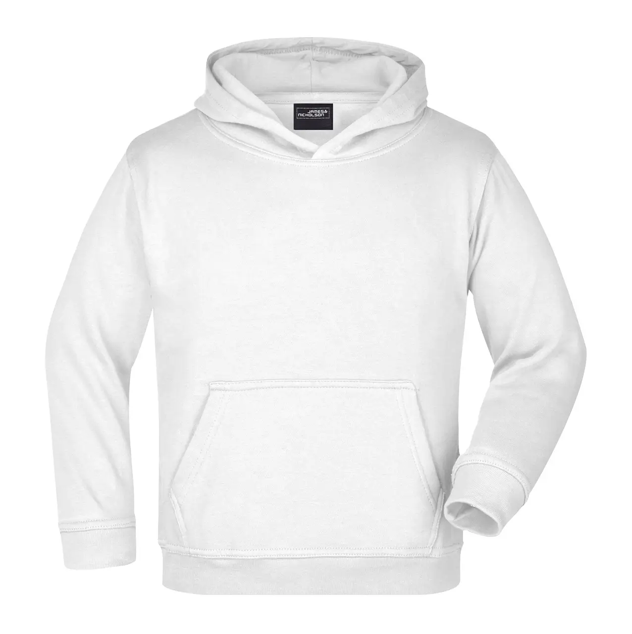 Kinder Kapuzenpullover Vorderansicht – kuscheliger Kapuzensweat, Farbe weis, Für Schule und Freizeit, Daiber jn047k
