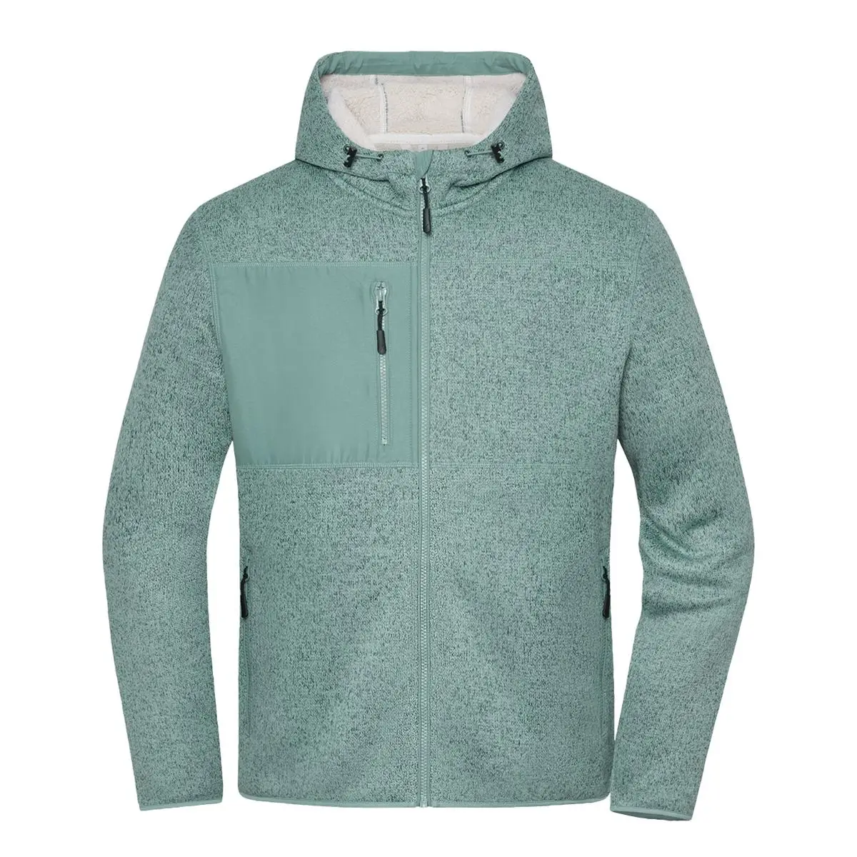 Daiber Workwear Strick-Fleecejacke JN1874 in foggy-green-melange für Damen und Herren Vorderansicht