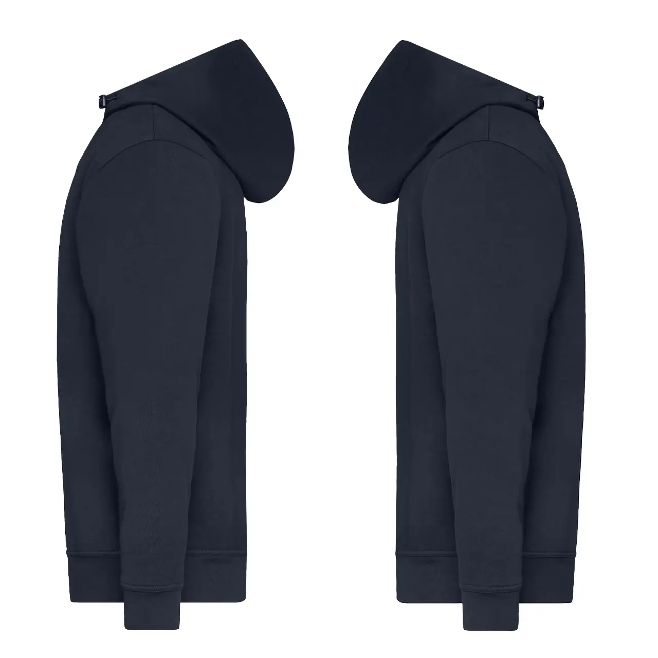 Arbeits Kapuzen-Sweatshirt, Daiber JN939 Farbe navy, Produktbild Seitenansicht mit linke und rechter Seite vor neutralem Hintergrund