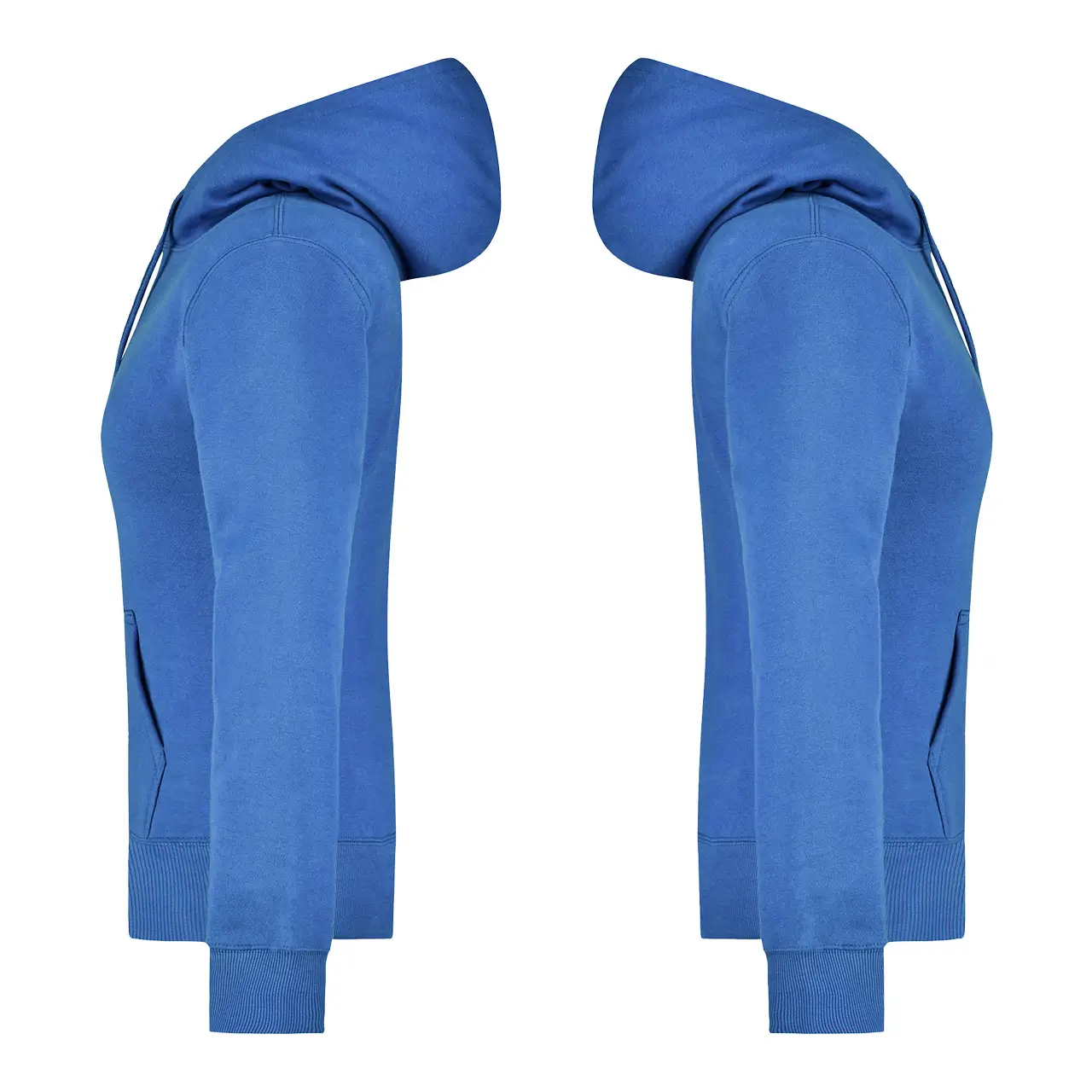 Damen Kapuzensweatshirt Daiber Slim Fit Seitenansicht, links und rechts, Kapuze, Kängurutasche, Farbe royalblau