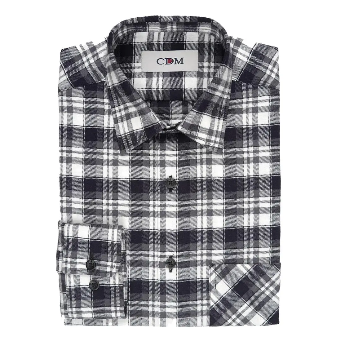 Flanell Langarm Arbeitshemd, anthrazit-wollweiss-grau