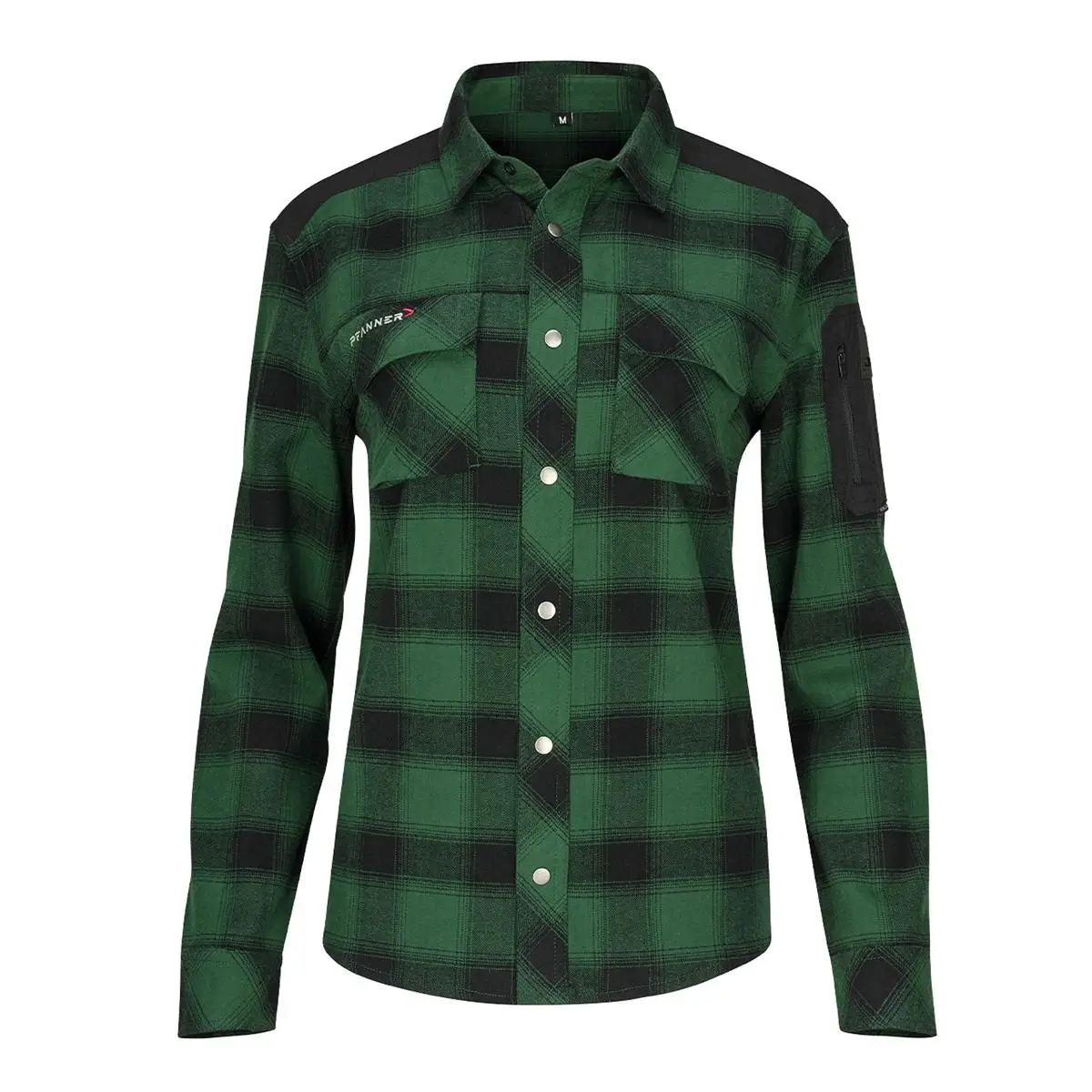 PFANNER Damen Flanellhemd 105451-77 gruen-schwarz kariert Vorderansich