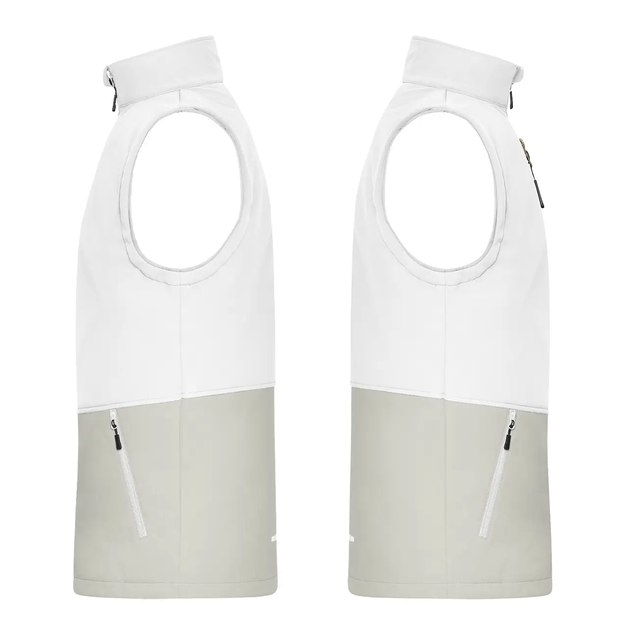 Daiber Workwear Softshellweste JN1888 in white/cement Seitenansicht von beiden Seiten