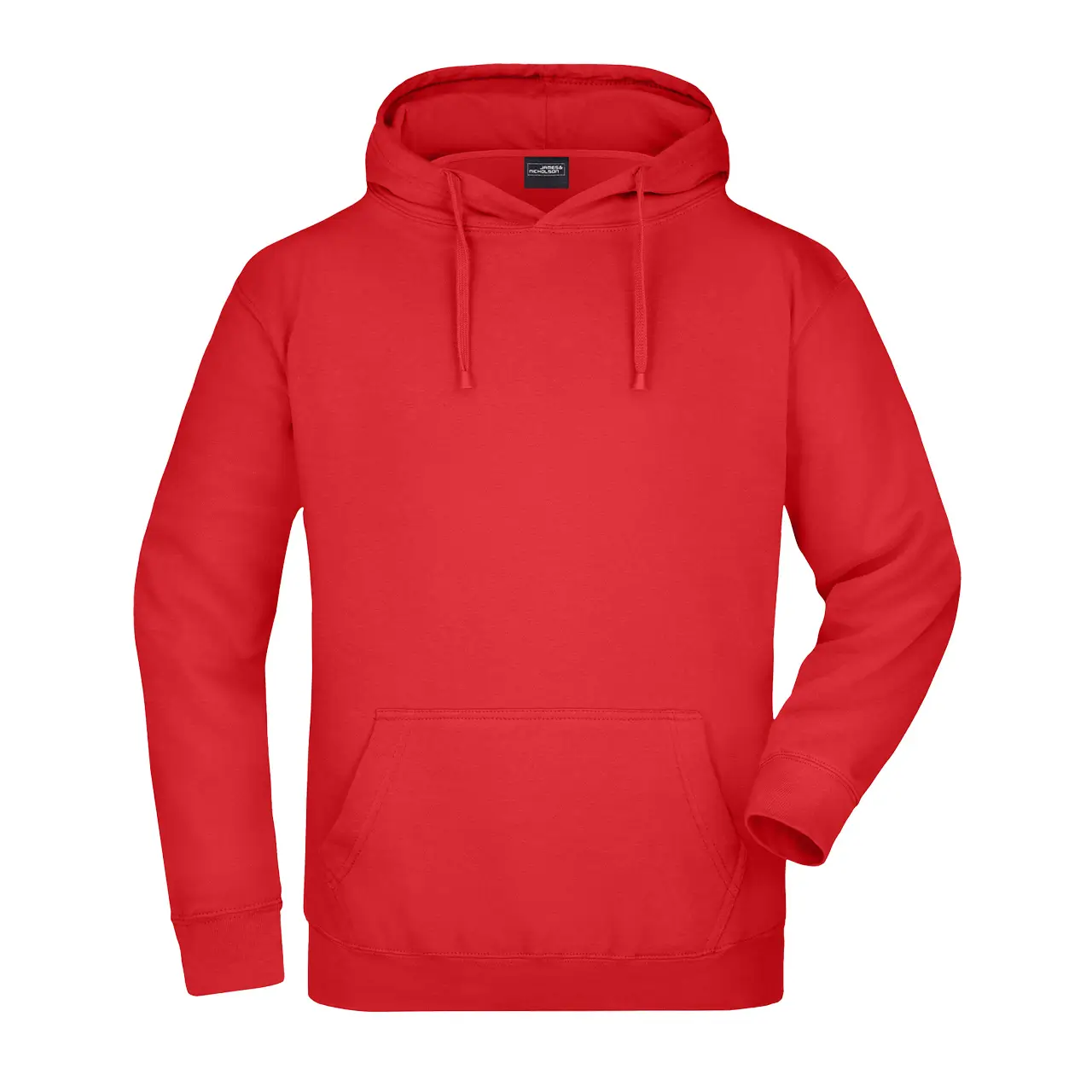 Herren Kapuzensweatshirt Daiber jn047 rot, vordere Ansicht, klassisches Design mit Kängurutasche und elastischen Bündchen