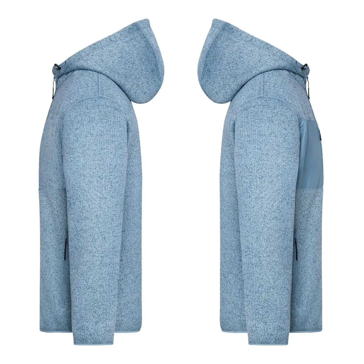 Daiber Workwear Strick-Fleecejacke JN1874 Seitenansicht links und rechts in steel-blue-melange
