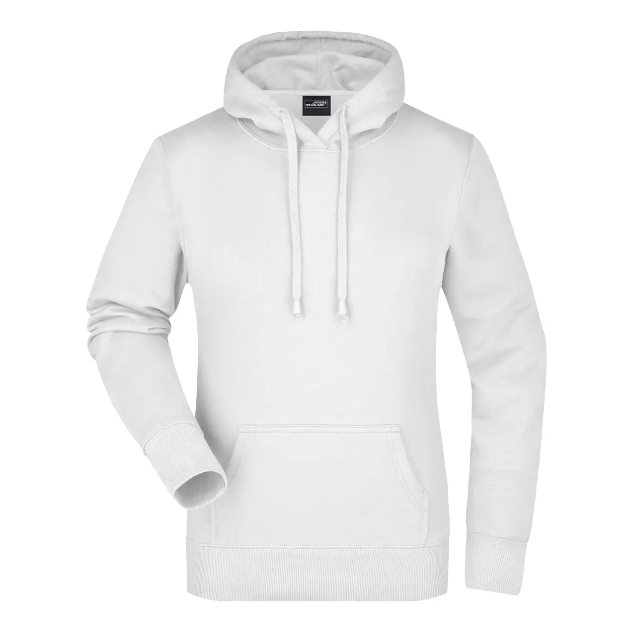 Damen Kapuzensweatshirt Daiber Slim Fit Vorderansicht, Kängurutasche, Kapuze, Farbe weiß